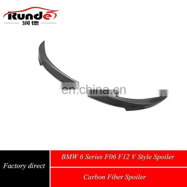 Runde Auto Parts High Quality V Style Carbon Fiber Rear Spoiler Wing for 2011-2020 BMW 6 Series F06 F12 Spoiler