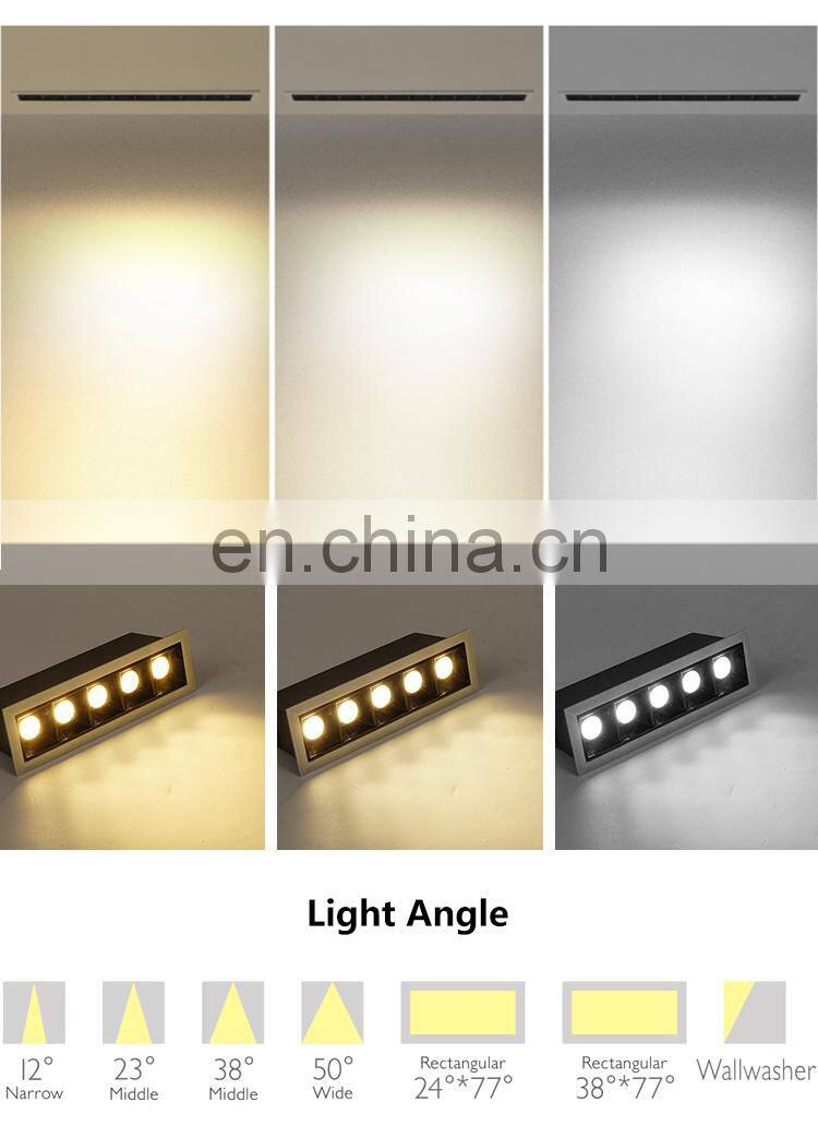 High Quality Commercial SMD Wall Washer Showroom Light Spot 20w Led recessed Linear Ceilings Downlight
