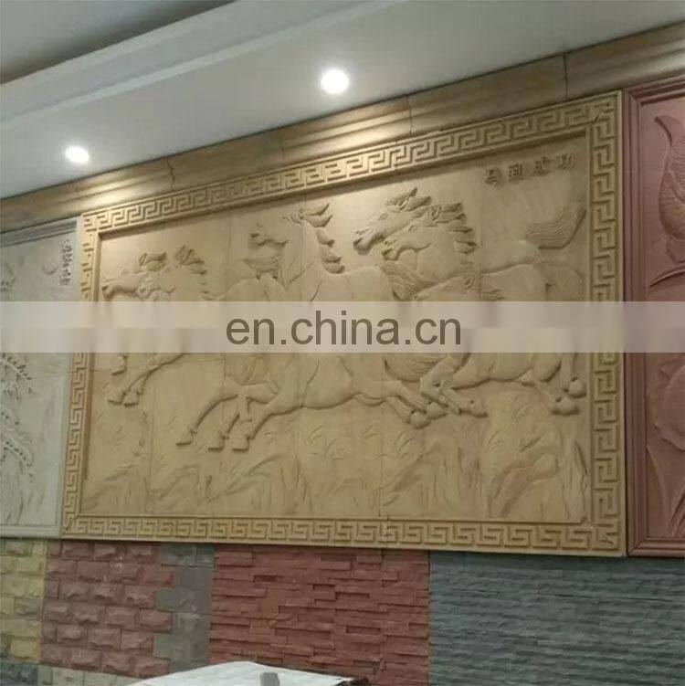 Factory Natural Beige Sandstone Stone curved relief Horse Sandstone animal Sculpture