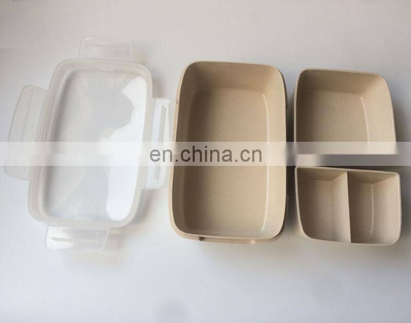 Popular Microwave Safe Bento Box 3 Compartment Food Container Divided Wheat Straw Lunch Box
