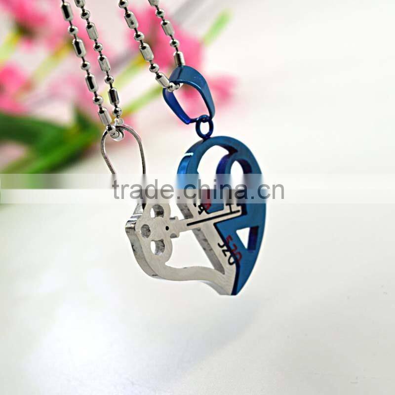 Stainless steel jewelry 520 broken heart pendant couple half heart pendants