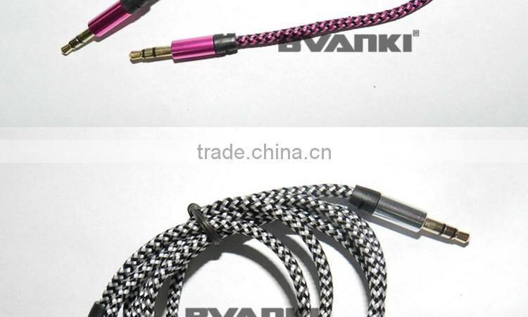 2016 best selling products Braided 3.5mm to 3.5mm aux cable optical audio cable for car stereo mobile phone free samples