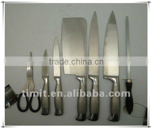 8pcs stainless steel solid handle good quality with block kitchen knife