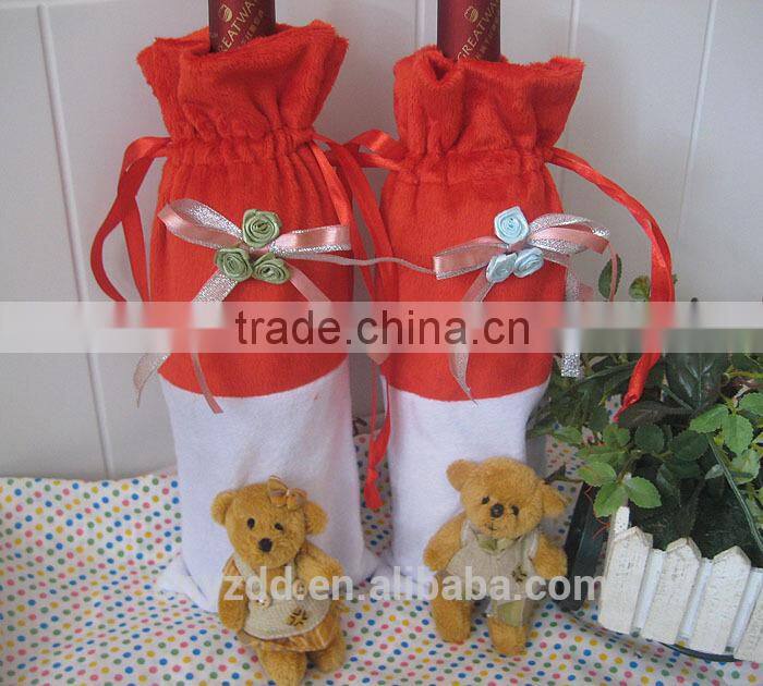 35cm High Plush Wine Bottle Cover of Christmas Item/Soft Stuffed Bear Cover for Wine