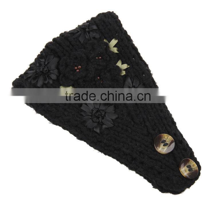 Fashion Charm Ladies Winter Hand Knitting Lace Flower Head Band