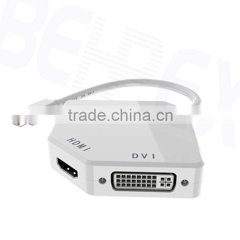 3-in-1 Mini Displayport Adapter DP to VGA DVI for MacBook