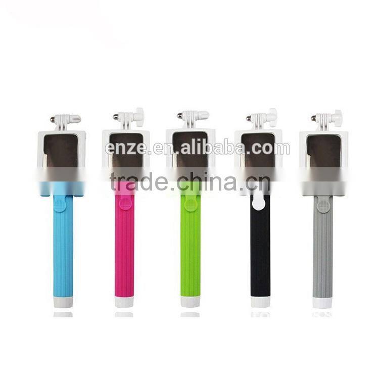 Factory direct sale colorful stainless steel bluetooth mini selfie stick with mirror