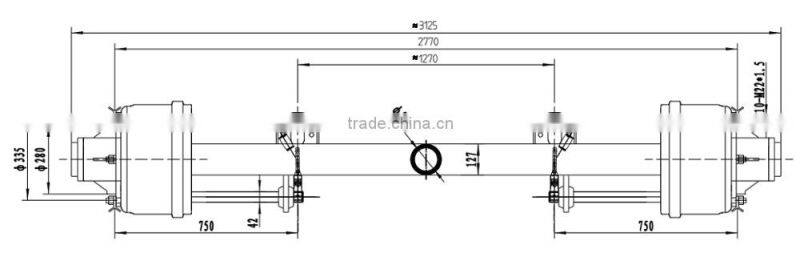 High quanlity good performance semi trailer FUWA axle 14T round tube