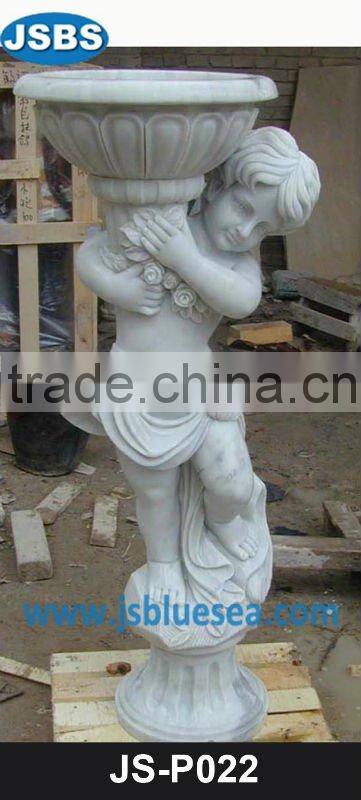 Yellow flowerpot with grape carving design