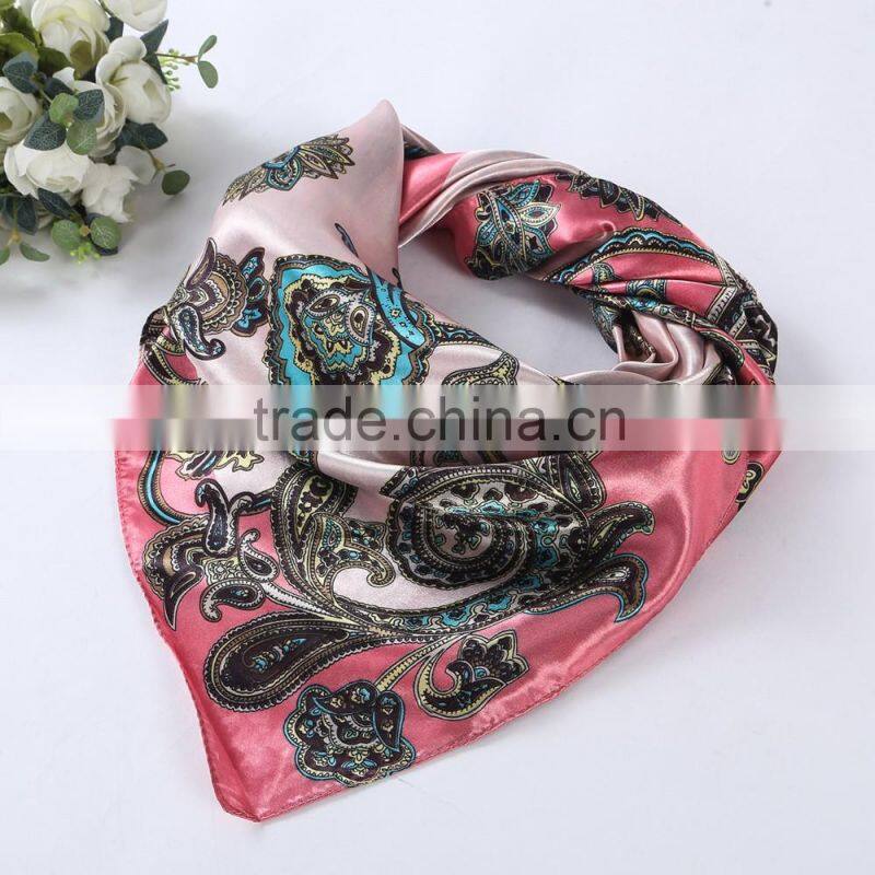 China factory 90x90cm Women Brand satin Square Scarf High Quality Imitated Satin Scarves Shawl Hijab 2016 fashion style