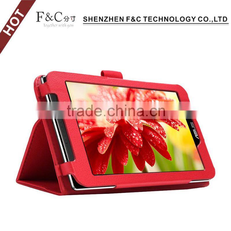 Shenzhen manufacturer stand folio book style leather case for ASUS ZenPad C 7.0 with hand strap
