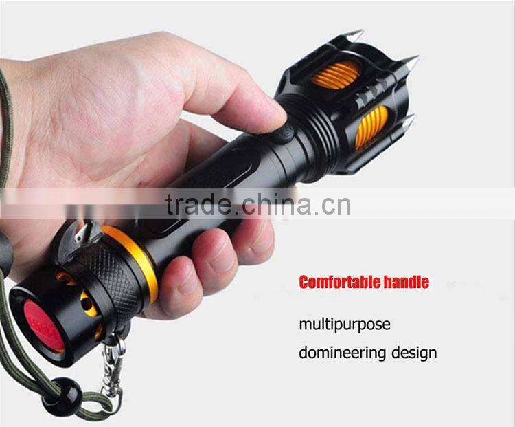 JF Professional tactical led torch self defense flashlight With Stainless Steel Nail,high power tactical military flashlight