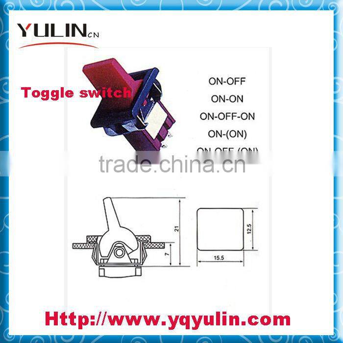High Quality 3 Pin Red Base Mini (ON)-OFF-(ON) 15Amp Waterproof Toggle Switch
