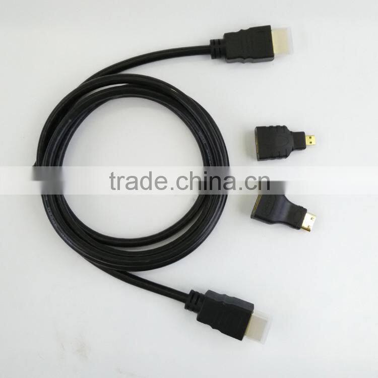Full HD 1080P 3D supported HDMI to HDMI/Mini/Micro 3 in 1 Adapter for mobile phone/camera/monitor/projector/computer