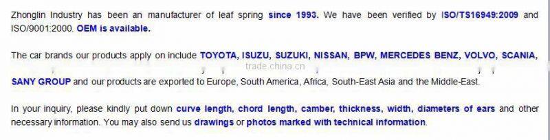 Leaf Spring ZL-HJ-03 for Heavy-Duty Vehicles; Zhonglin (Since 1993) offers various truck & trailer leaf springs