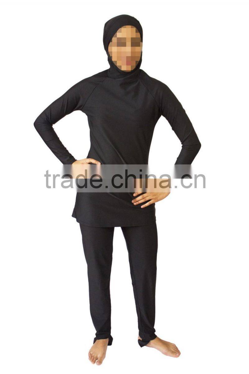 Ladies Full Body Modesty Muslim Islamic Swimsuit attached hood