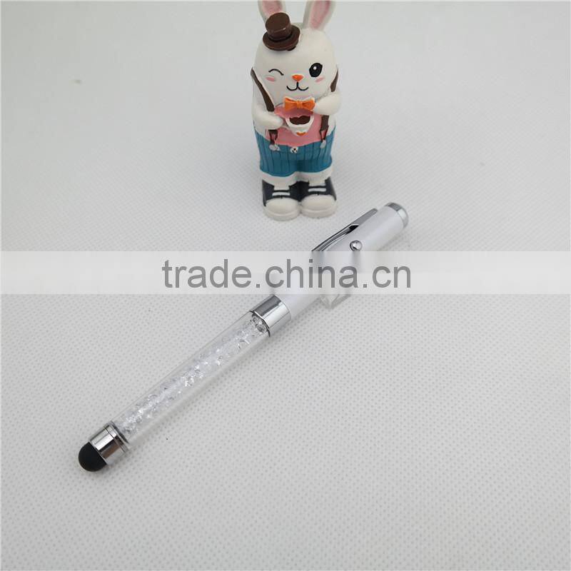 3 in 1 crystal laser pen, LED Pen with stylus ,touch pen for ipad