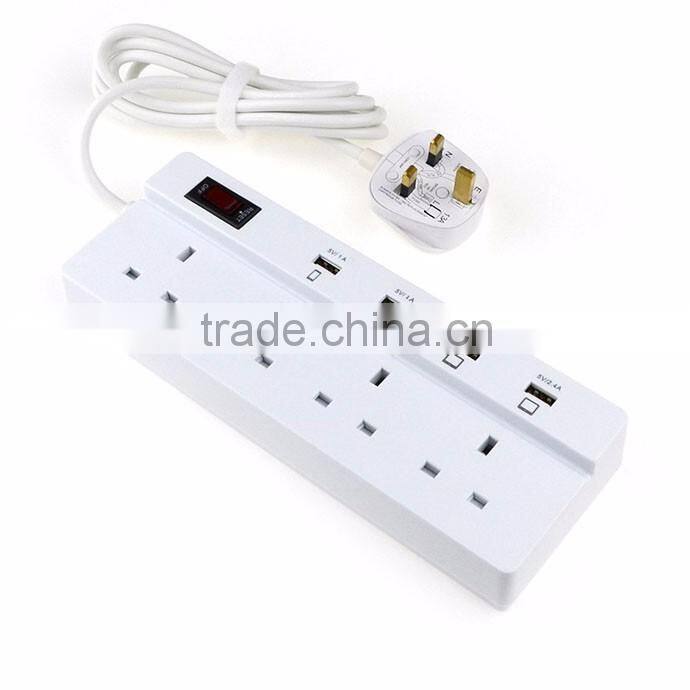 8 way surge protected 250v electric power socket with usb Extension lead
