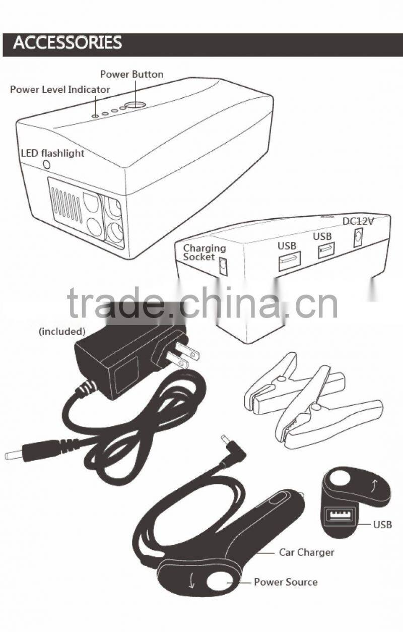 12v jump starter emergency car battery charger multi-function jump starter