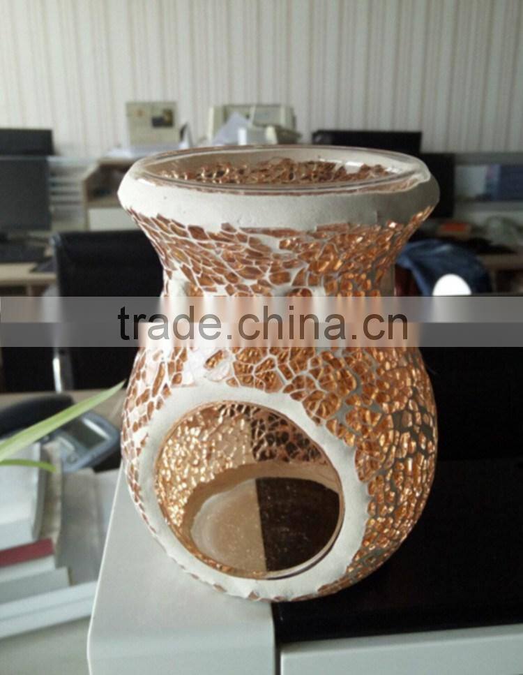 orange decorative mosaic glass oil burner