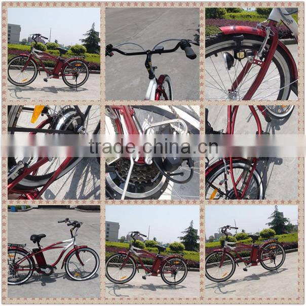 chinese battery powered New Beach Cruiser Electric Bicycle 36v17AH with CE