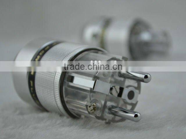 Sonar Quest Aluminum metal Rhodium-plated EU Schuk Power Plug &IEC Connector