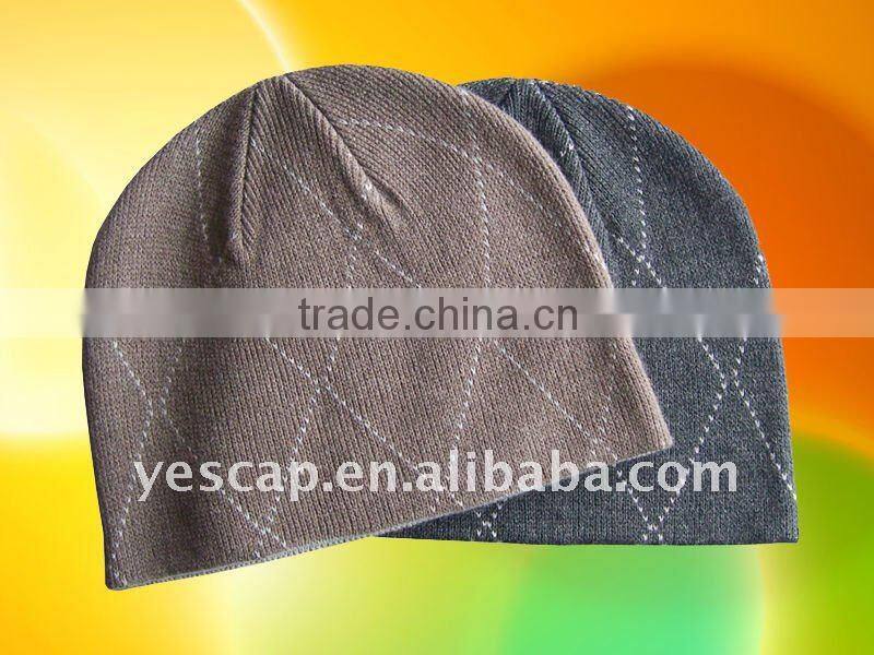 boy's knitted beanie hat with embroidery