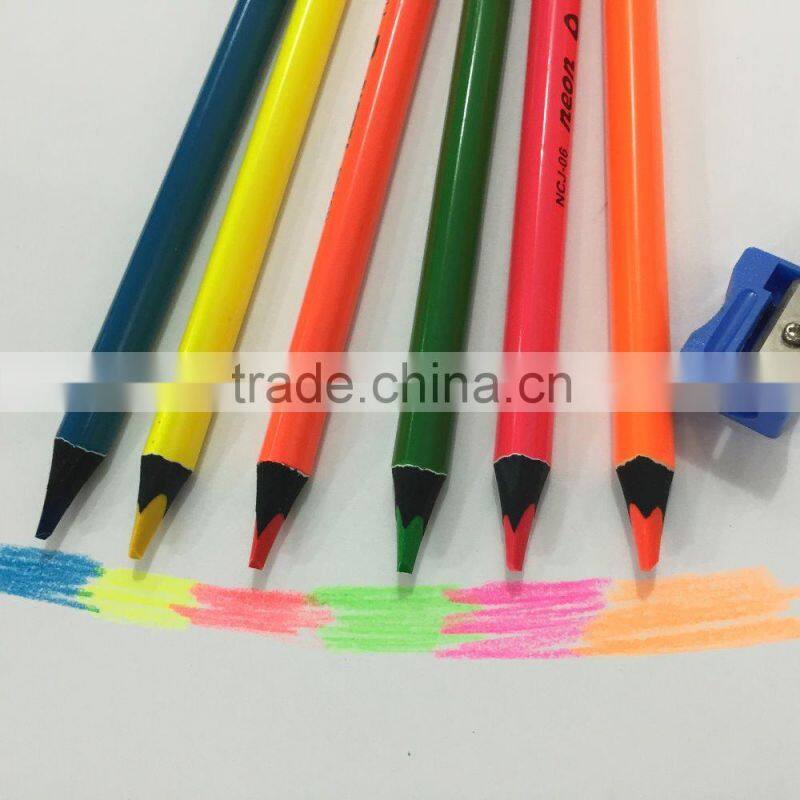 7" jumbo size triangular shape black wood high quality 5.0mm neon color pencil