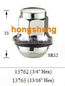 Ball seated wheel lug nut with black plastic rim washer