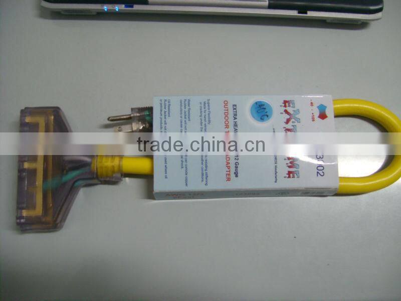 Extreme weather resistant triple tap American outdoor Extension cord with light indicate