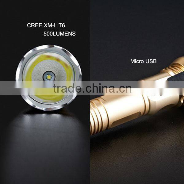 Aluminium police led flashlight With USB charger