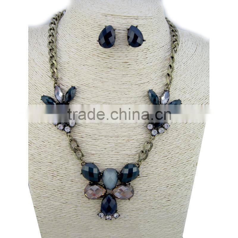 Latest design fashion stylish fake white stone jewelry set