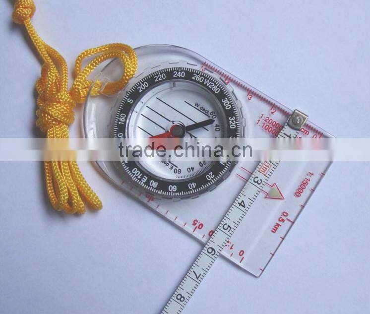 Outdoor sports gift plastic compass for kids hiking and camping with rope