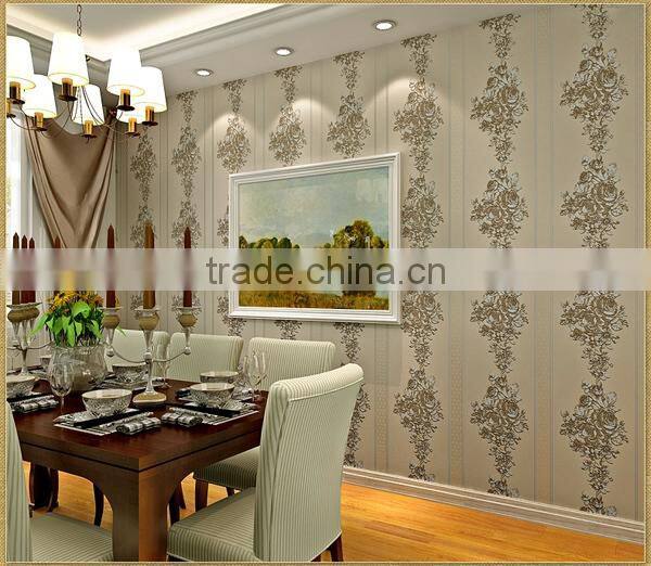 European pastoral wallpaper stripes 3D non-woven wallpaper concrete wall