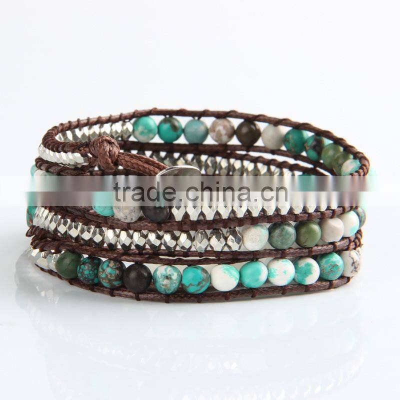 Pure natural turquoise paragraphs female winding bracelet for men and women lovers in Tibet