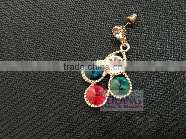Retro Exaggerated Diamond Flower Earrings Multicolor Drop Earrings