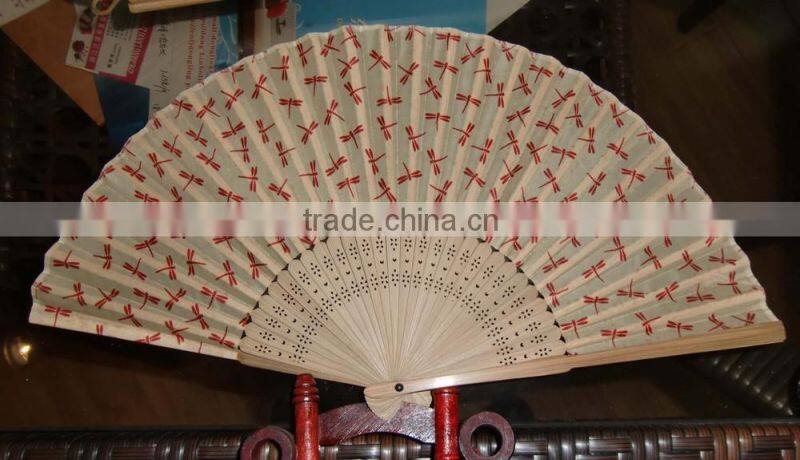 Hand fan bamboo handle with your logo cotton/silk/polyester