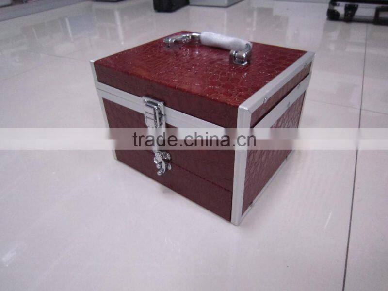 beauty girls' beautiful color aluminum cosmetic case with drawer and mirror