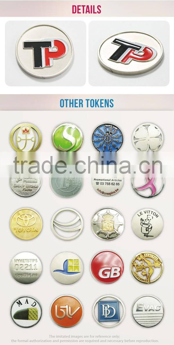 Wholesale bulk custom shopping cart trolley silver metal tokens