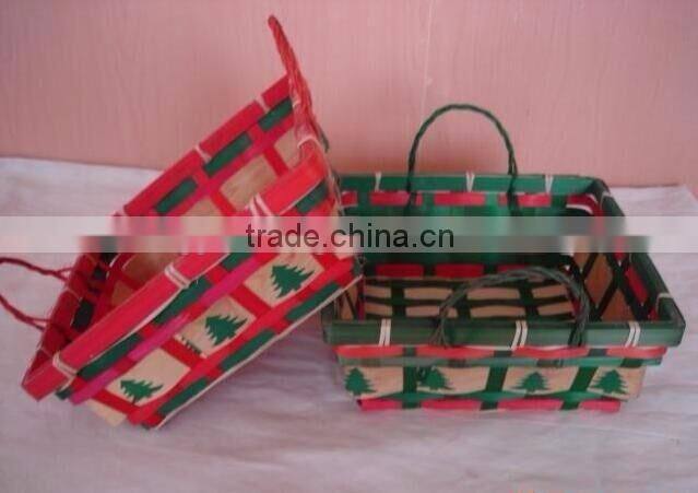 Festival decoration bamboo christmas basket with handles