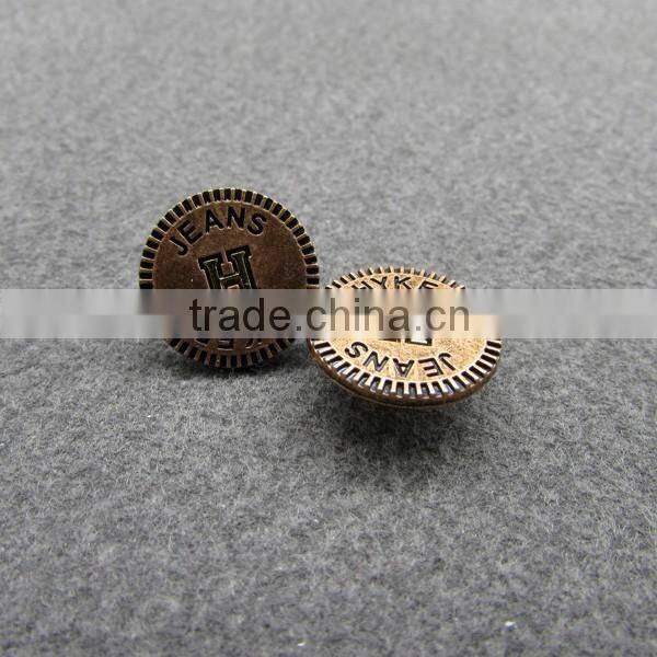 custom made logo antique copper jeans button
