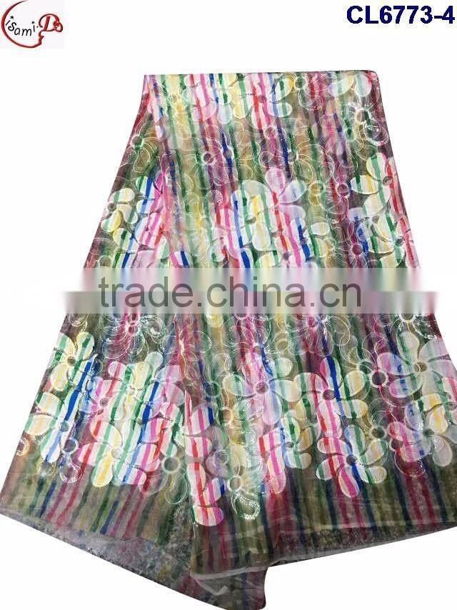 CL6773(1-4) new arrival flower pattern Organza lace dress french lace sequins lace net fabric