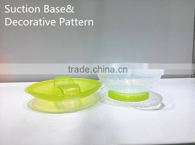 New PP Plastic Baby Transparent Decorative Pattern Suction Bowl With Spoon