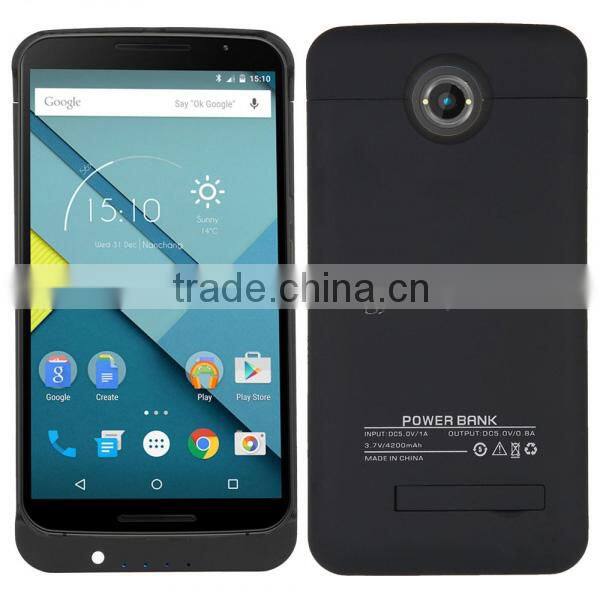 4200mAh Backup External Battery Charger Case for Samsung Nexus 6 With Stand