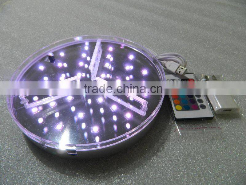 Customized acrylic wine bottle cooler 16 colors changing Wireless 4/6/8 inch SMD LED Rechargeable led base bottle for party