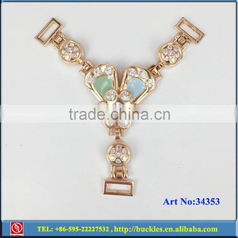 metal shoe buckle trimming with rhinestone for sandal chain