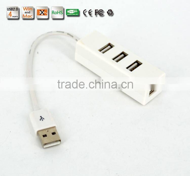 Hot-selling! Wholesale Slim-shape Low Cost Portable and Ultra-Light Plastic Casing usb hub, 480MBPS 4-Port USB 2.0 Hub