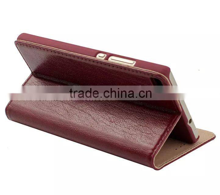 Luxury design fashion book style for huawei ascend p8 real flip wallet leather phone case