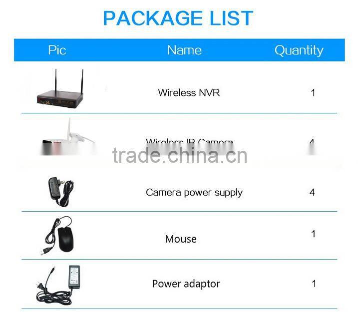Hot Sale wifi ip CCTV security camera system with 1.0mp or 1.3mp wifi nvr kit