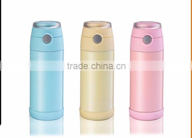 2016 new designed kid bottle stainless steel water bottle with straw and suction nozzle